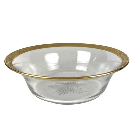 Vintage Theresienthal Minton Bernadotte Serving Bowl Gold Encrusted Rim Glass - Picture 4 of 9